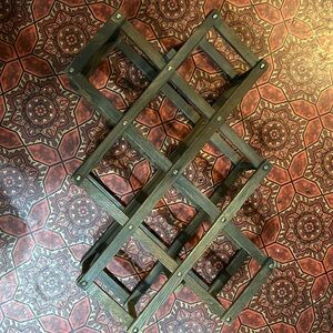 Collapsible Accordian 8 Wine Bottles Rack Vintage Wood Organizer